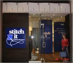 The exterior of Stitch It's Mapleview Shopping Centre location.