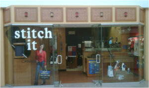 The exterior of Stitch It's Stone Road Mall location.
