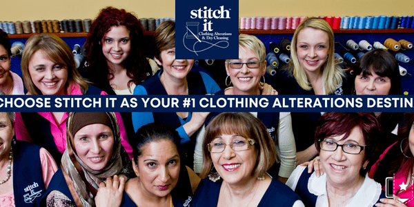 Many Stitch It associates smiling for a picture. There is text overtop of the image that reads: "WHY CHOOSE STITCH IT AS YOUR #1 CLOTHING ALTERATIONS DESTINATION"