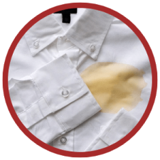 A photo showing a tannin stain on a dress shirt.